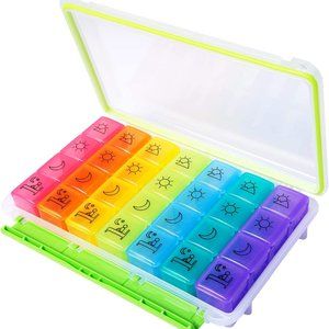 Motech Daily Pill Box 4 Times a Day Medication Pill Organizer, Rainbow 7 Days